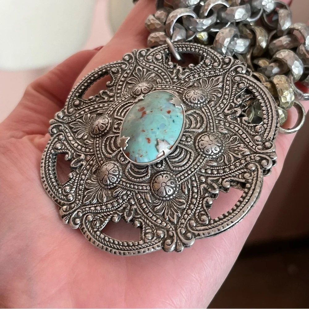 Vintage Antique Art deco Victorian Festival Silver Goth Medieval Goth necklace - Picture 14 of 16